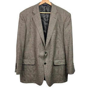 Brooks Brothers 1818 Madison Wool Brown Houndstooth Plaid Blazer Sportscoat 45R